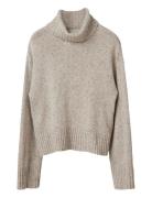 Wool Blend Roll Neck Knitted Sweater Lexington Clothing Beige