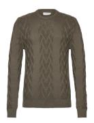 Cable O-Neck Knit Lindbergh Khaki