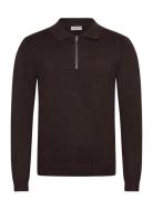 Ecovero L/S Zip Polo Lindbergh Brown