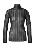 Zelie Sheer Knitted Turtleneck Top Malina Black