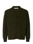 Slhcoba Ls Knit Relaxed V-Neck Cardigan Selected Green