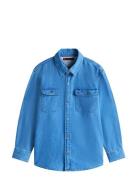 Mid Blue Denim Shirt Ls Tommy Hilfiger Blue