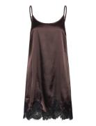 Nmceleste S/L Satin Lace Short Dress NOISY MAY Brown