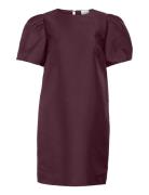 Vishina 2/4 O-Neck Short Dress/Pty/Ka Vila Burgundy