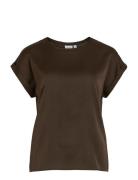 Viellette S/S Satin Top - Noos Vila Brown