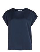 Viellette S/S Satin Top - Noos Vila Navy