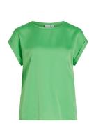 Viellette S/S Satin Top - Noos Vila Green
