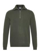 Man Chunky Rib Half Zip Davida Cashmere Green