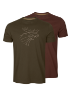 Härkila Men's Härkila Graphic T-shirt 2-pack Willow Green/Burgundy