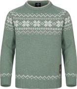 Gridarmor Kids' Snøkrystall Round Neck Ullgenser Green/White/Beige