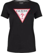 GUESS SS CN Original TEE Kvinde Jet Black A996 Kortærmede T-shirts Str...