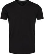 Lindbergh Mens Stretch Vneck tee S/S Mand Sort Kortærmede T-shirts Sli...