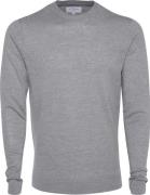 Lindbergh Merino Strik med Rund Hals Mand Lt Grey Mix Sweaters Slim Fi...