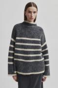 Second Female Ovalis Mohair Blend Knit Tneck Kvinde Volcanic Ash Sweat...