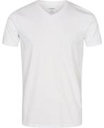 Lindbergh Mens Stretch Vneck tee S/S Mand Hvid Kortærmede T-shirts Sli...