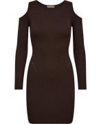 GUESS Emely LS Cutout Dress Swtr Kvinde Dark Coffee Lurex Korte Kjoler...