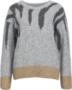 Object Objrabu Knit L/S RE Pullover 134 Kvinde Light Grey Melange/dark...