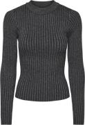 Pieces Pccrista LS Lurex Oneck Knit MM Kvinde Black/silver Lurex Sweat...