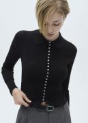 MANGO Decorative Button Sweater Kvinde Black Sweaters Str L - hos Maga...