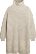 Superdry Chunky RIB Knit Jumper Dress Kvinde Light Grey Twist Midi Kjo...