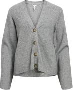 Object Objditte RE L/S Knit Cardigan Noos Kvinde Medium Grey Melange C...