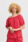 Sorbet Sbalexa Stribe SS TOP Kvinde Ribbon Red Kortærmede Bluser Str L...