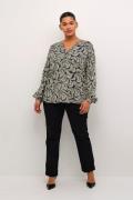 Kaffe Curve Kcmirta Tilly Blouse Kvinde Black Deep/antique White Print...