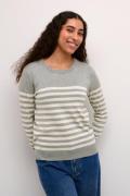 Kaffe Kalizza Striped Knit Pullover Kvinde Grey Melange/turtledove Str...