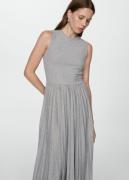 MANGO Pleated Long Dress Kvinde Medium Grey Maxi Kjoler Str L - hos Ma...