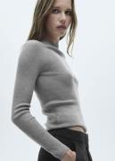 MANGO Fine Ribbedknit Sweater Kvinde Lt Pastel Grey Sweaters Str L - h...