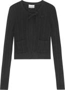 Ganni Light Viscose Rib Cardigan Kvinde Black Cardigans Str L - hos Ma...