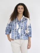 Neo Noir Roselle Paisley Border Blouse Kvinde Bright Blue Langærmede B...