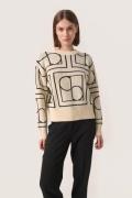 Soaked in Luxury Slcabba Pullover LS Kvinde Sandshell W. Black Monogra...