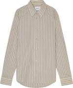 NN07 Quinsy 5322 Mand Khaki Stripe Langærmede Skjorter Str L - hos Mag...