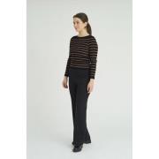 A-VIEW Lana rib Stripe Blouse Kvinde Black/brown Sweaters Str XL - hos...