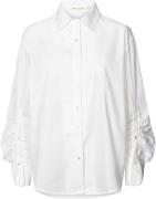 Rabens Saloner Poplin Cuff Detail Shirt Lourdes Kvinde White Langærmed...