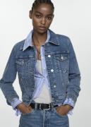 MANGO Pocketed Denim Jacket Kvinde Open Blue Overgangsjakker Slim Fit ...