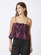 Neo Noir Tipton Dull Satin Top Kvinde Burgundy Toppe Str 40 - hos Maga...