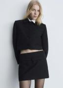 MANGO Crop Tweed Jacket Kvinde Black Overgangsjakker Str L - Bomuld ho...