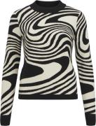 Object Objray L/S Knit Pullover AOP Noos Kvinde Black/sandshell Zebra ...