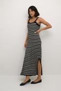 Kaffe Kadaisy Knit Dress Kvinde Black/turtledove Stripe Maxi Kjoler St...