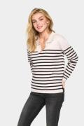 Saint Tropez Milasz Striped Polo Pullover Kvinde Gray Morn Mila Stripe...