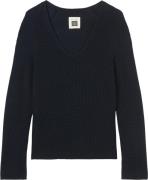 Marc O’Polo Cotton Pullover, Vneck Kvinde Night Sky Sweaters Str L - h...