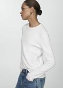 MANGO Long Sleeve Cotton Tshirt Kvinde White Kortærmede T-shirts Str L...