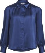 Object Objsateen L/S Shirt Noos Kvinde Estate Blue Langærmede Bluser S...