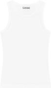 Ganni Soft Cotton Rib Tank Top Kvinde Bright White Tanktoppe Str L - h...