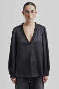 Second Female Bardi Vneck Blouse Kvinde Volcanic Ash Langærmede Bluser...