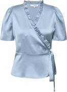 A-VIEW Peony Blouse Kvinde Light Blue Kortærmede Bluser Str 40 - hos M...