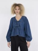 Neo Noir Esmée D Blouse Kvinde Vintage Blue Langærmede Bluser Str 40 -...