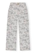 Ganni Print Denim Angi Kvinde Tofu Bukser Med Brede Ben Str 29 Denim -...